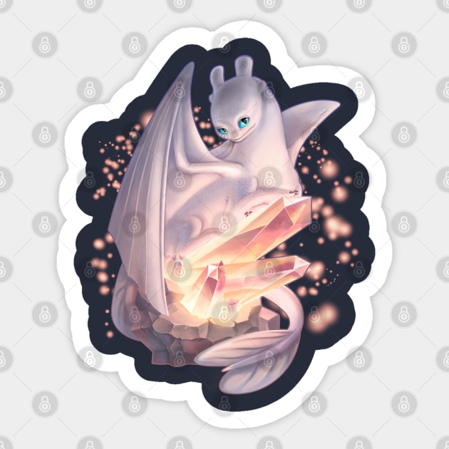 Light Fury & Magic Crystals (How to Train Your Dragon 3) Sticker by Fine_Design